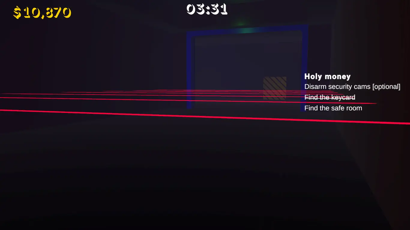 Laser security system guarding the main vault. Avoid touching the lasers or you will trigger the alarm!