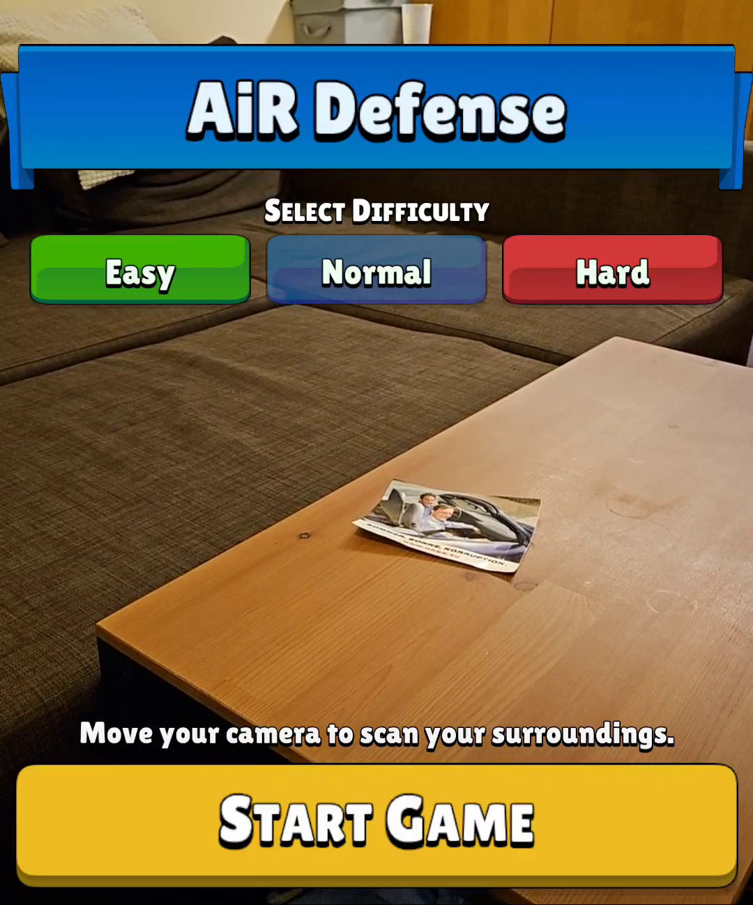 Main menu screen