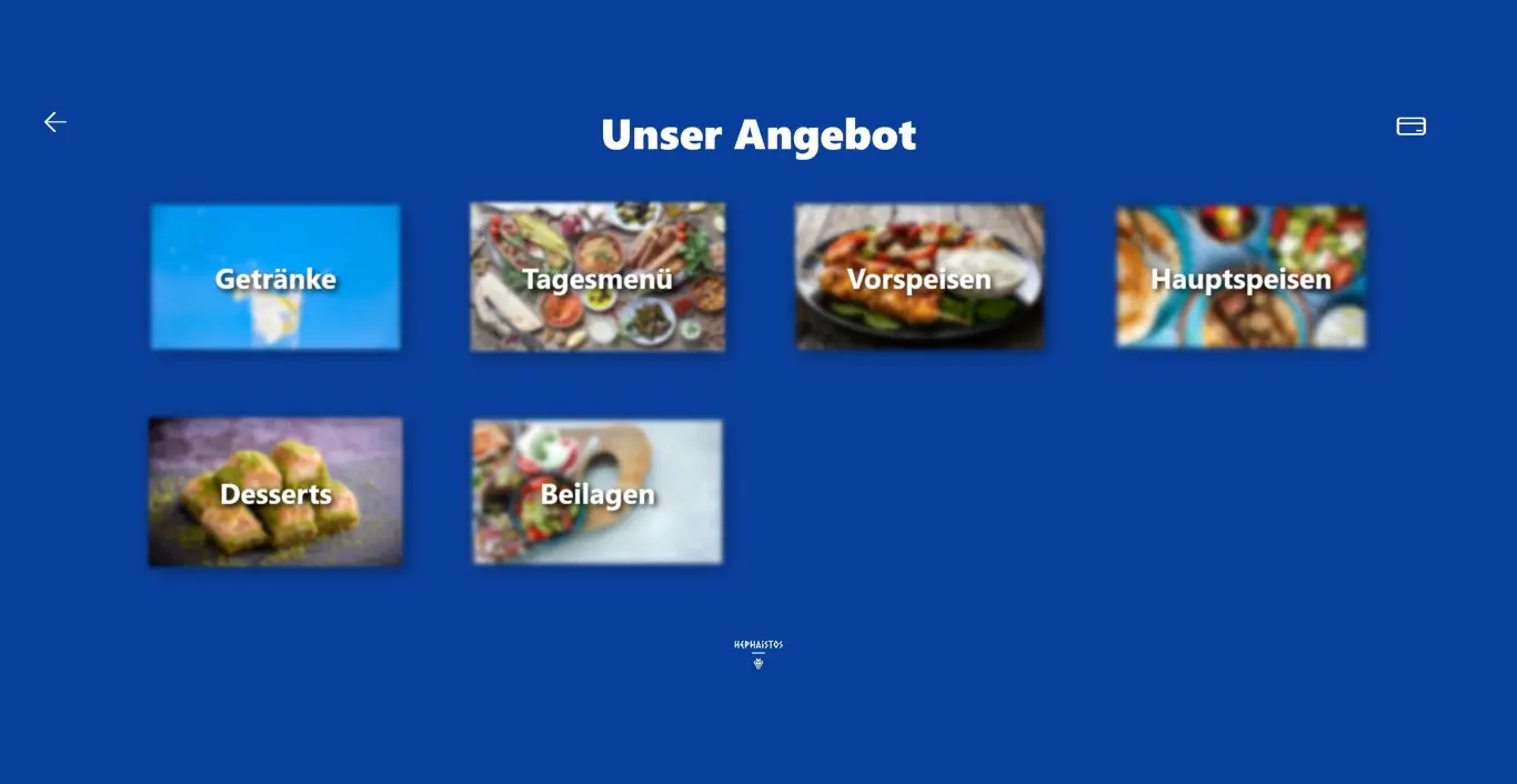 Guest view: Overview of all menu categories