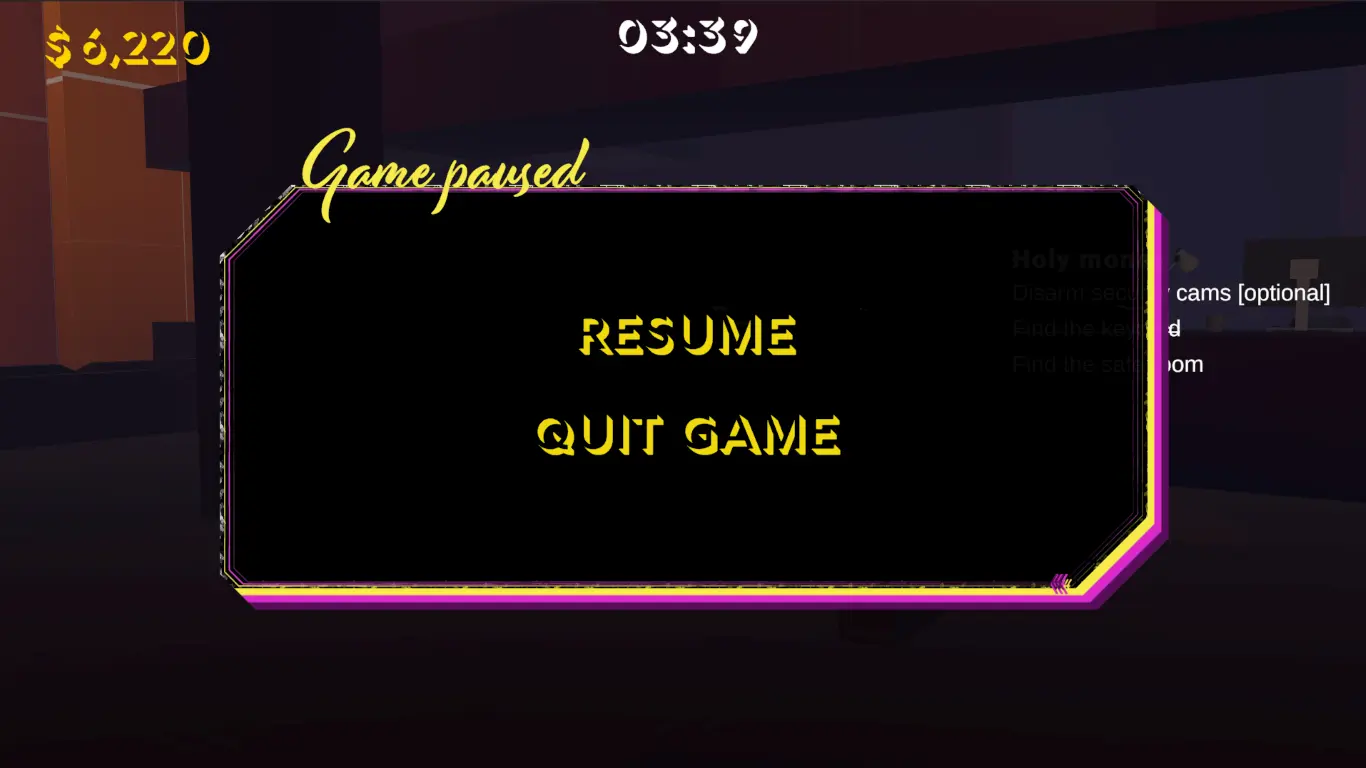 In-game menu screen